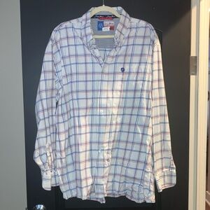 George Strait Men's Blue and Red Checkered Shirt
